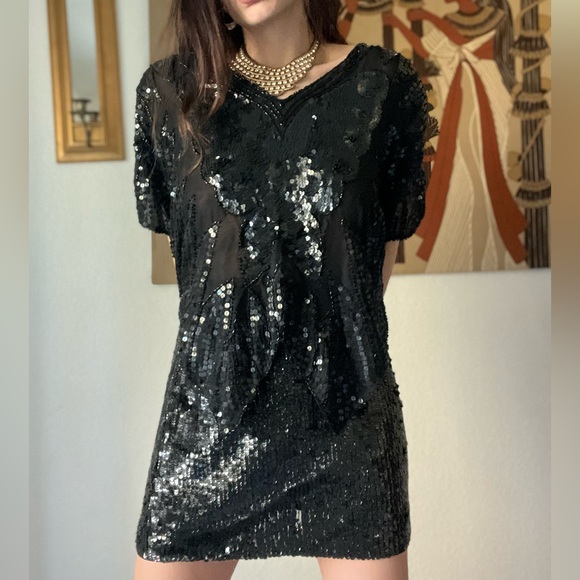 Vintage Sequins Butterly Silk Blouse Size M - Picture 9 of 11